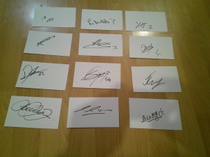 12 signed cards of manchester united u21s squad and staff 2026/27 season for sale on Ebay