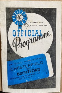 CHESTERFIELD v BRENTFORD, 15/11/1947, DIVISION 2,  for sale on Ebay