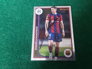 ROBERT LEWANDOWSKI - BARCELONA Hand Signed Topps Merlin Football Trading Card for sale on Ebay