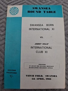 Swansea Born International XI v Jimmy Hill XI programme.  4/4/1966 for sale on Ebay