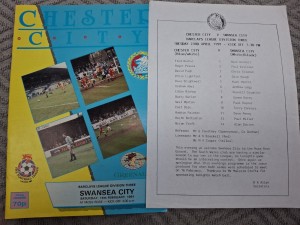 Chester City v Swansea City postponed programme and rearranged insert.  1990/1 for sale on Ebay