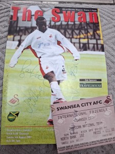 Swansea City v Jamaica friendly programme and TICKET.  5/8/2001 for sale on Ebay