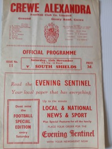 CREWE ALEXANDRA v SOUTH SHIELDS FA cup 1st round 15 November 1958 for sale on Ebay