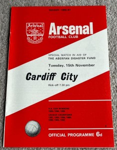 1966 Arsenal v Cardiff City Special Match Aberfan Disaster programme, Very Good for sale on Ebay