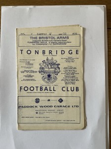 TONBRIDGE v SHEPPEY UNITED  1970/1. for sale on Ebay