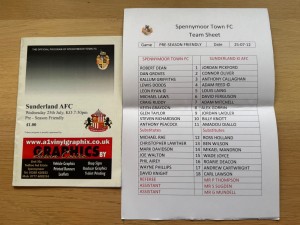 Spennymoor Town v Sunderland Friendly - 25 July 2012 - programme and team sheet for sale on Ebay
