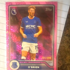 Topps Premier League Jake O'Brien Everton #122 Pink Sparkle Parallel 001/399 for sale on Ebay