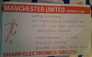 TICKET 1987/88 Manchester United v Arsenal League Division One  for sale on Ebay