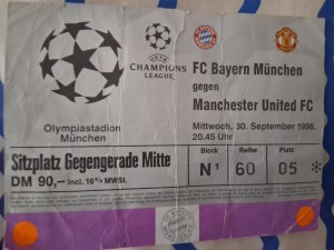 Bayern Munich v Manchester United champions league ticket 1998/99  for sale on Ebay