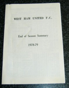West Ham Utd - End Of Season Summary Booklet 1978/79 for sale on Ebay