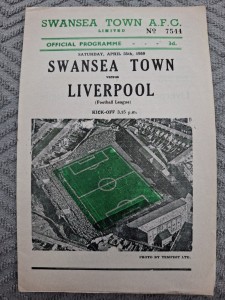 Swansea Town v Liverpool programme.  25/4/1959 for sale on Ebay