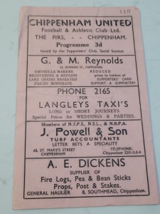 Chippenham United V Salisbury 29.10. 1955 - Western League Division 1 for sale on Ebay