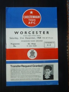 CHELTENHAM TOWN  v   Worcester City  68/9. for sale on Ebay