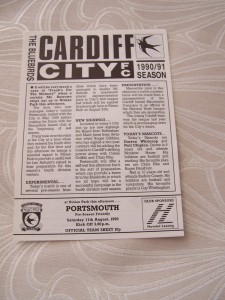 Cardiff City v Portsmouth Pre Season Friendly Official Team Sheet 11.8.1990 VGC for sale on Ebay