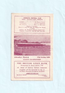 1959/60 LEAGUE : ARBROATH v HEART OF MIDLOTHIAN / HEARTS ON 17TH OCTOBER 1959 for sale on Ebay