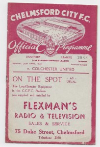 1938/39 Southern League - CHELMSFORD CITY v. COLCHESTER UNITED for sale on Ebay