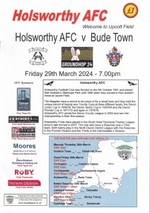 2023/24 HOLSWORTH AFC v BUDE TOWN SOUTH WEST PENINSULA LEAGUE WEST DIVISION 29/3 for sale on Ebay