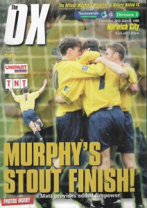 Oxford United v Norwich City. Division 1. 1997-1998 for sale on Ebay