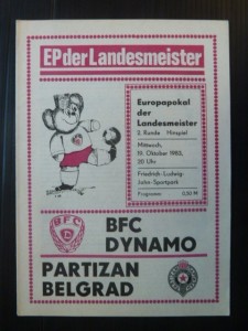 DYNAMO BERLIN  v  Partizan Belgrade  83/4  E Cup. for sale on Ebay