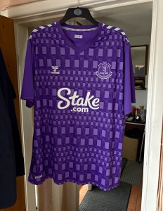 Hummel Everton Away Shirt Only 3XL Adults Purple Short Sleeve Football Top for sale on Ebay
