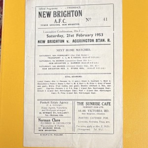 New Brighton v Accrington Stanley Reserves Lancashire Combination 21 Feb 1953 for sale on Ebay