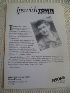 Ipswich Town v Falkirk programme (Friendly Feb 1995) for sale on Ebay