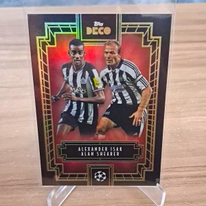topps deco uefa club competitions 2023-24 then & now shearer/isak newcastle /10 for sale on Ebay