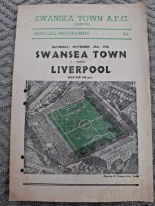 Swansea Town v Liverpool programme.  24/11/1956 for sale on Ebay