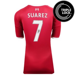 Luis Suarez Back Signed Liverpool 2025-26 Home Shirt with Fan Style Number for sale on Ebay
