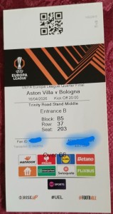 Aston Villa v Bologna  Europa League 1/4f  16th April 2026 for sale on Ebay