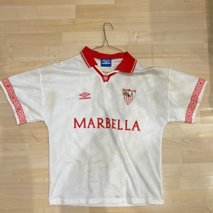 1994-1995 Umbro Sevilla Home Shirt White/Red Marbella Short Sleeve Adults L for sale on Ebay