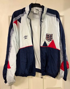 Vintage England Umbro Men's Hooded Full Zip 2pc Tracksuit M White/Navy/Red for sale on Ebay