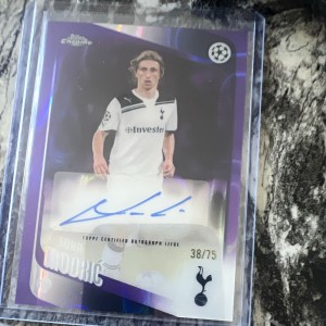 Topps Chrome Luka Modric Purple Auto CA-LM 38/75 Tottenham UEFA UCL for sale on Ebay