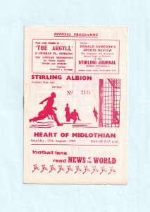 1959/60 LEAGUE CUP : STIRLING ALBION v HEART OF MIDLOTHIAN / HEARTS 15TH AUGUST for sale on Ebay