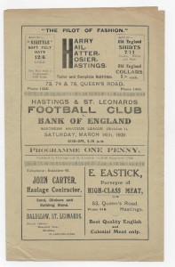 1930/31 Southern Amateur League - HASTINGS & ST. LEONARDS v. BANK OF ENGLAND for sale on Ebay