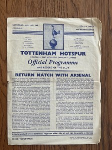 TOTTENHAM HOTSPUR V ARSENAL. 16TH JANUARY 1960. DIVISION ONE. for sale on Ebay