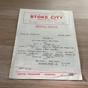 Stoke City v Manchester United 1958/59 Reserves Central League Single Sheet for sale on Ebay
