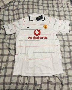 Manchester United Vodafone Nike White Away Retro Football Jersey Shirt Size XL for sale on Ebay