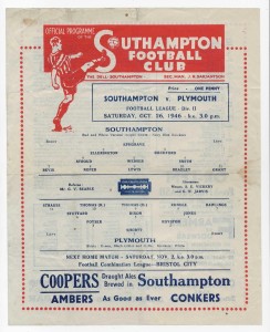 1946/47 Division 2 - SOUTHAMPTON v. PLYMOUTH ARGYLE (single sheet) for sale on Ebay