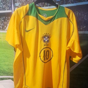 Nike Brazil Home Football Shirt Ronaldinho 10 Yellow Short Sleeve Size XL for sale on Ebay