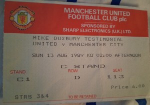 TICKET 1989/90 Manchester United v Man City - Mike Duxbury Testimonial for sale on Ebay