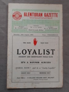 glentoran v linfield sat 18th August 1951 program for sale on Ebay