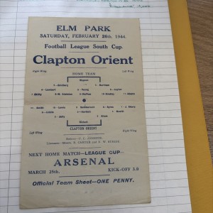 Reading v Clapton Orient  1943/44  Football Programme FOOTBALL LEAGUE SOUTH CUP  for sale on Ebay