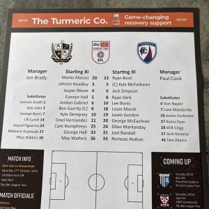 Port Vale v Chesterfield team sheet 17/10/2026 Sky Bet League Two for sale on Ebay
