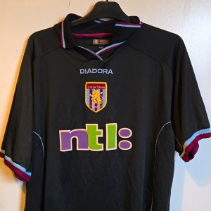 Diadora Aston Villa Away Shirt Black Adult L 42/44 Short Sleeve No. 3 RARE for sale on Ebay