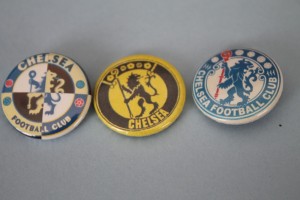 (181)  THREE SMALL  CHELSEA FOOTBALL CLUB TIN PIN BADGES for sale on Ebay