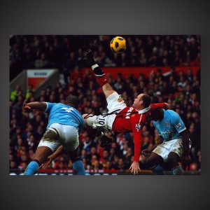Manchester United Wayne Rooney Over Head Kick Photo Hand Signed Coa   for sale on Ebay