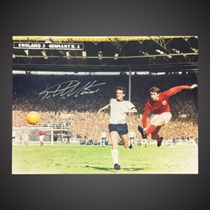 Sir Geoff Hurst Hand Signed Photo England Vs West Germany £25 12X16 for sale on Ebay