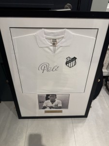 Pele Signed Framed Santos Shirt Full Signature Extremely Rare! for sale on Ebay