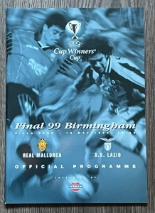S.S. LAZIO v REAL MALLORCA  UEFA CUP WINNERS  CUP FINAL 1999 PROGRAMME & PIN for sale on Ebay